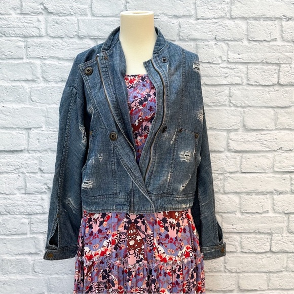 Free People Blue Cropped Jean Jacket - Picture 12 of 12